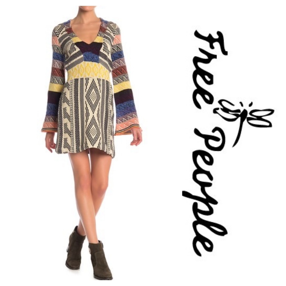 🎉HP🎉⭐️Free People Patchwork Sweater Dress Multi - Picture 5 of 7